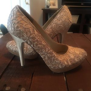 Tan Heels with Lace Floral